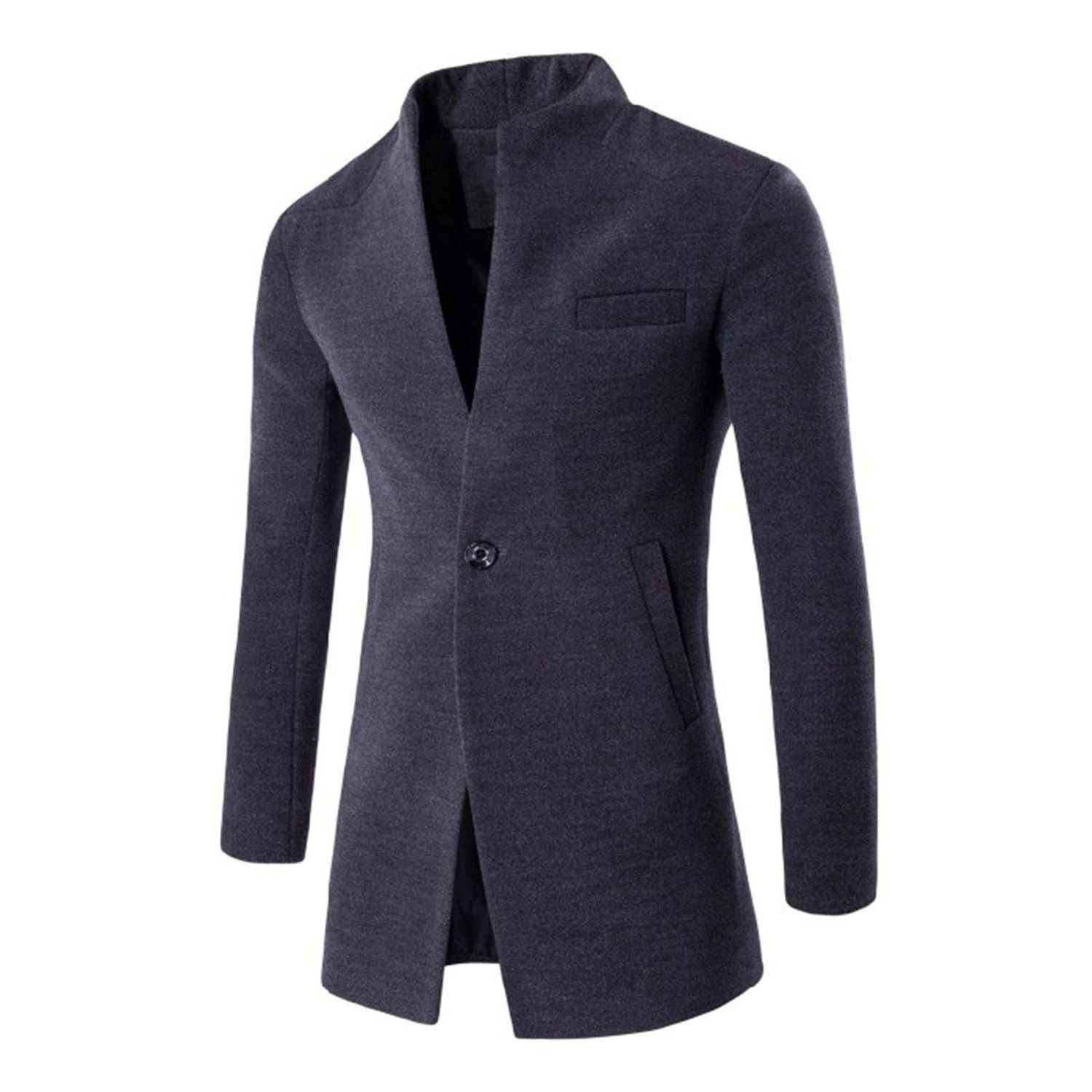 Men Trench Coat Slim Coldproof Thick Trench Coat