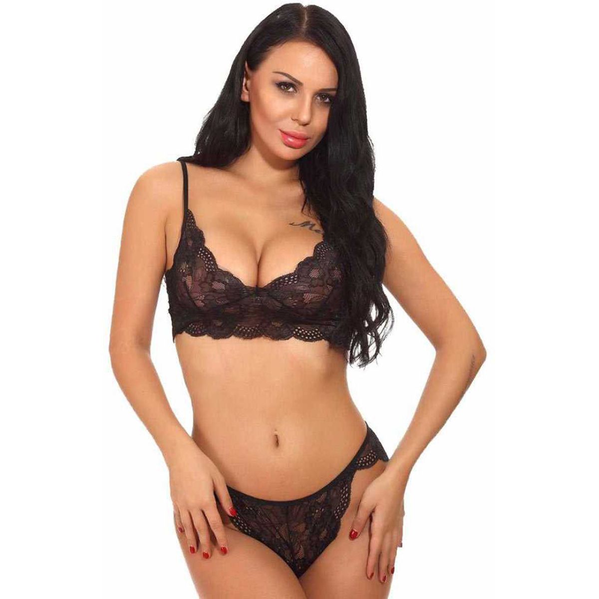 Bra + Panty set Women Push Up Bra Set Girl Floral Lace Underwear Set Underwire Brassiere - Bra