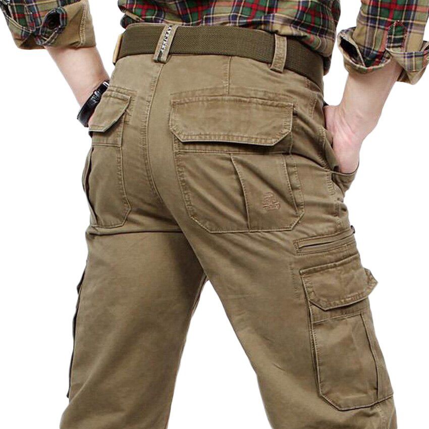 Brand Men Cargo Pants  Green Multi ckets  Casual Cotton Loose Straight Trousers   pants