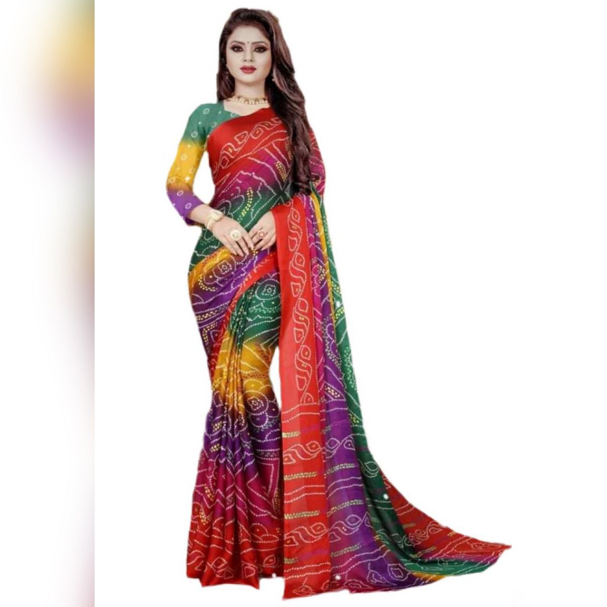 Computable exclusive Indian chunri print soft silk saree fashionable saree For Women