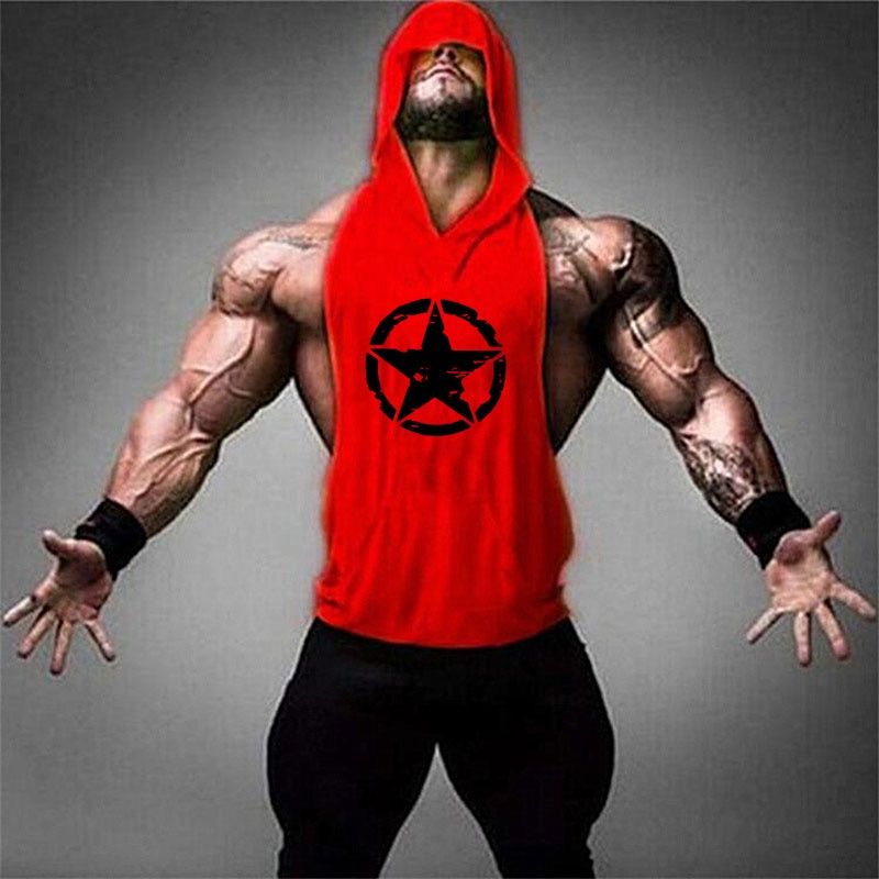 Brand Gym Clothing Fitness Men Cotton Tanktop with hooded Mens Bodybuilding Stringers TaTops workout Singlet Sleeveless Shirt