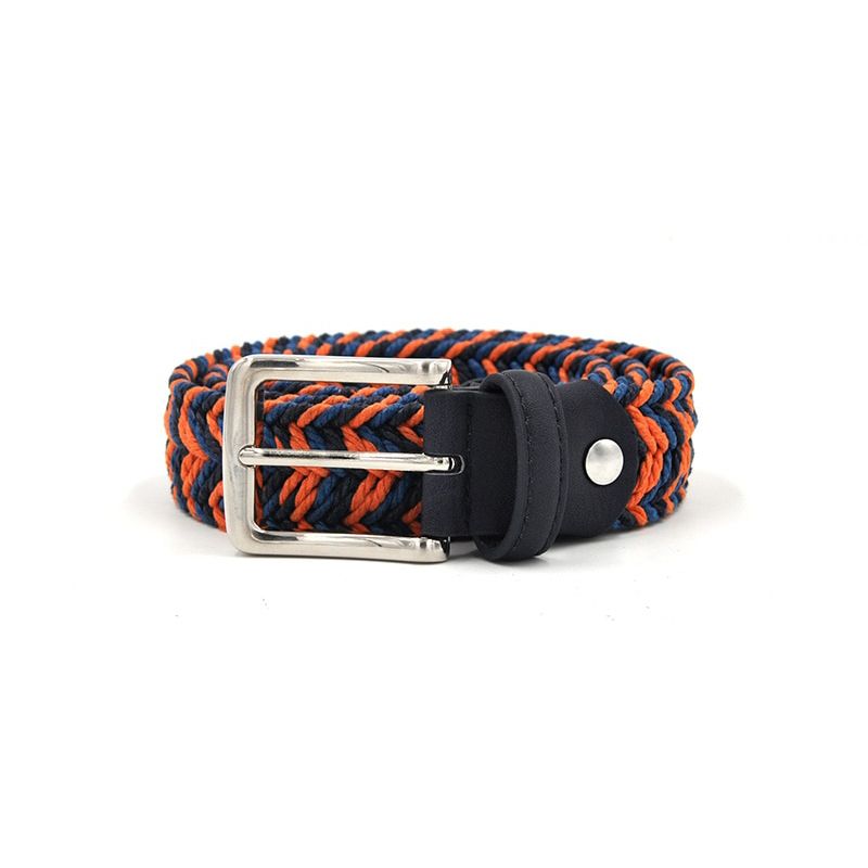 Men Cummerbunds Cotton Canvas Web Metal Buckle Belt No Elastic Orange Navy And Blue Wax Rope Mixed Male Belts Canvas 150 CM