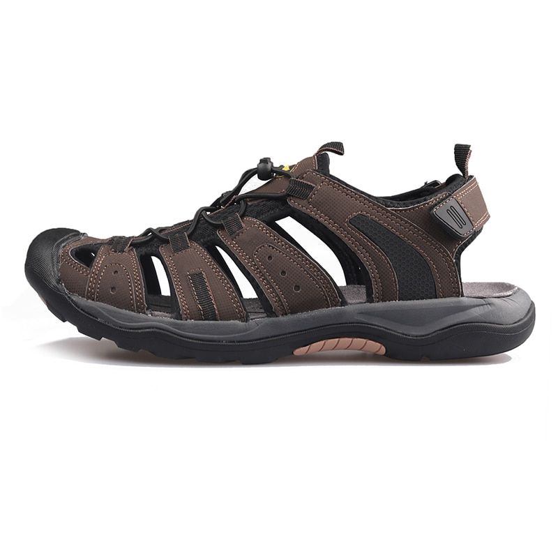 GRITION Men Sandals Summer Casual Beach Flat Shoes Non Slip Hiking Breathable Rubber Clogs New Fashion 2021 Slippers Closed Toe
