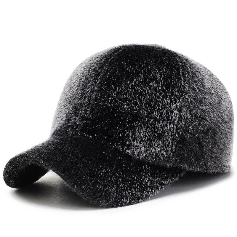 Men Newly outdoor Faux fur Baseball Cap With Earmuff Plus Winter Hats Middle-aged Thickened Snapback Hat Hat A76
