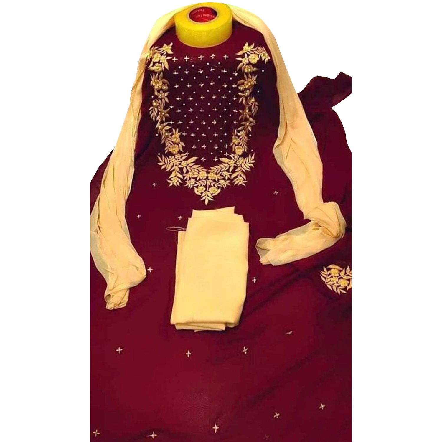 Marun Color Unstitched Georgette Salwar Kameez for Women