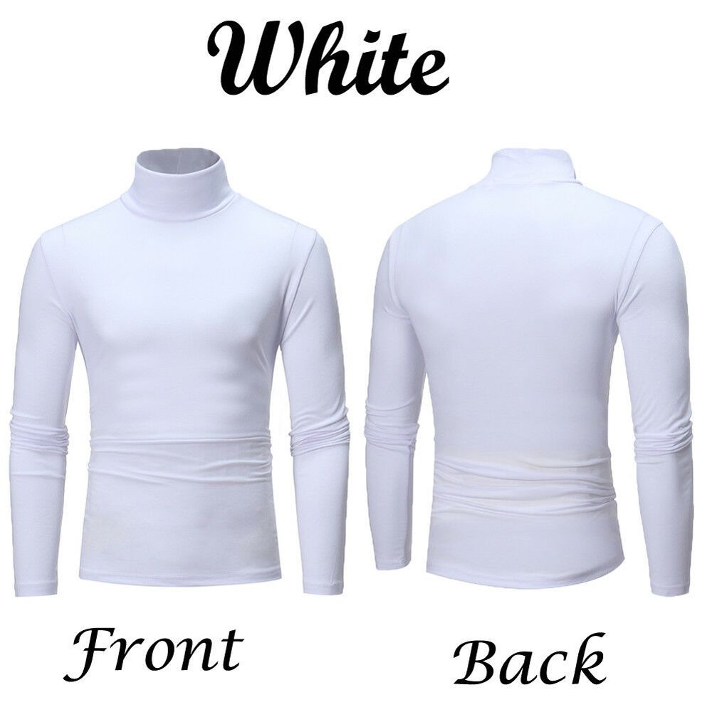 Autumn Winter Men's Thermal Long Sleeve Roll Turtleneck T-Shirt Solid Color Tops Male Slim Basic Stretch Tee Top