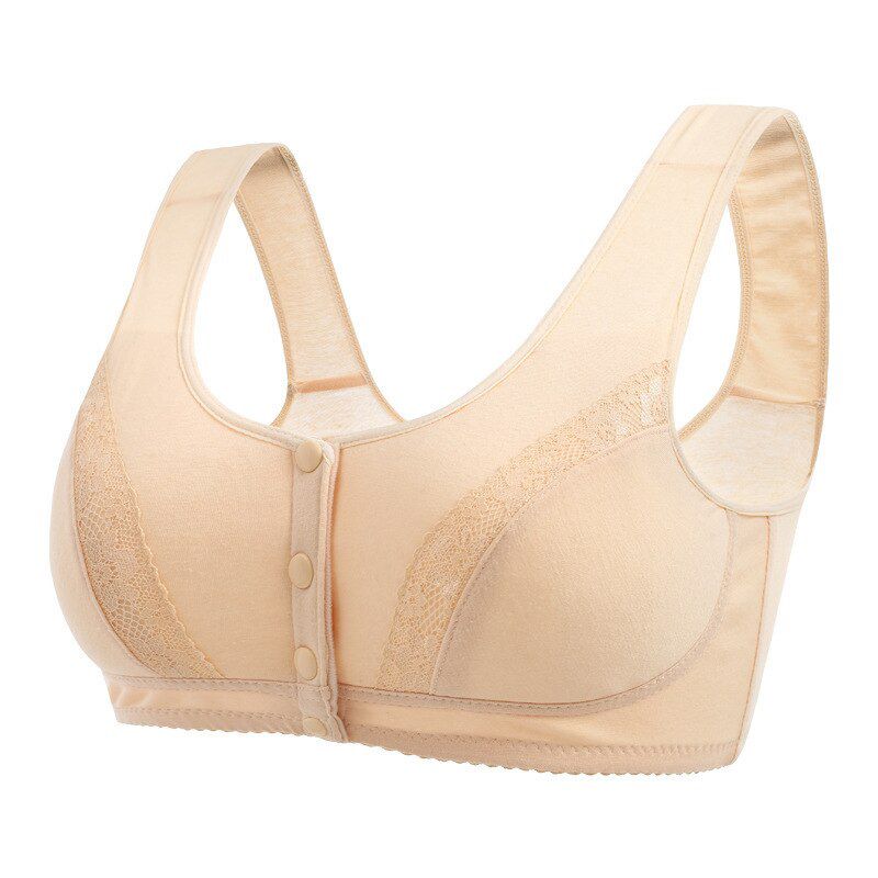 Comfy Cotton Full Cup Bralette With Detachable Chest Pad Breathable Stretchy Front Buckle Bra Women Underwear Vest Brassiere