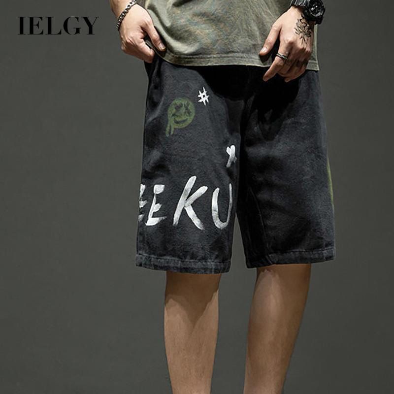 IELGY summer shorts men's personality graffiti five-point pants boys loose casual sports pants large size pants