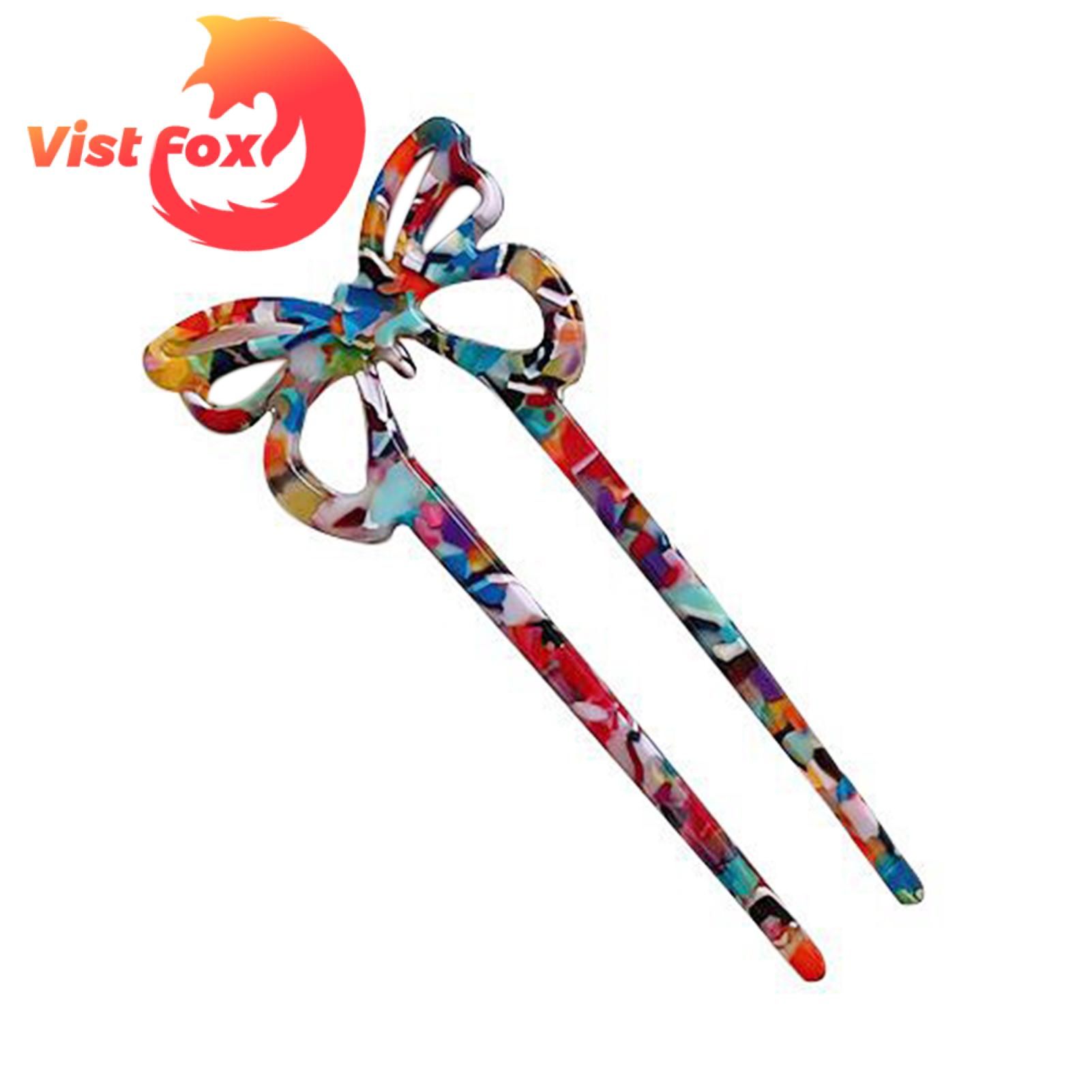 Vist Fox Retro Hair Clip Non-Slip Butterflies Shape Sweet Hair Fork