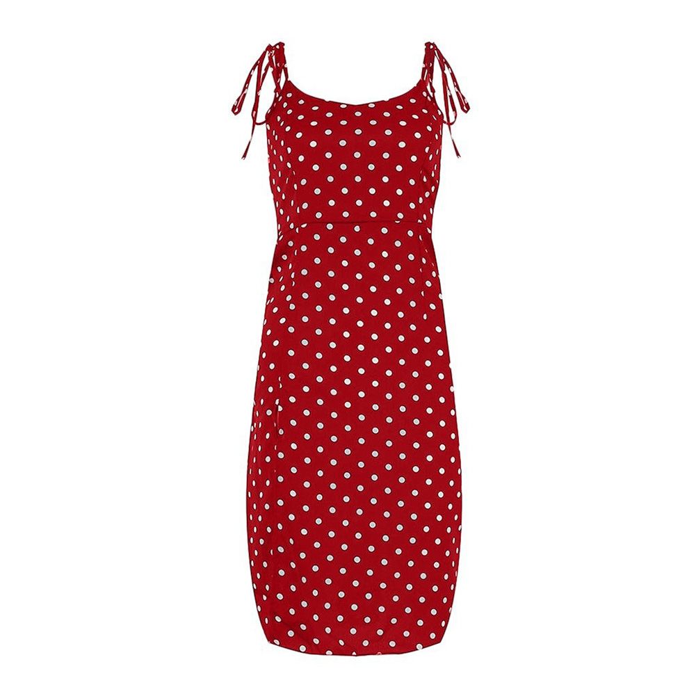 Women Lace Up Split Hem Backless Summer Dress