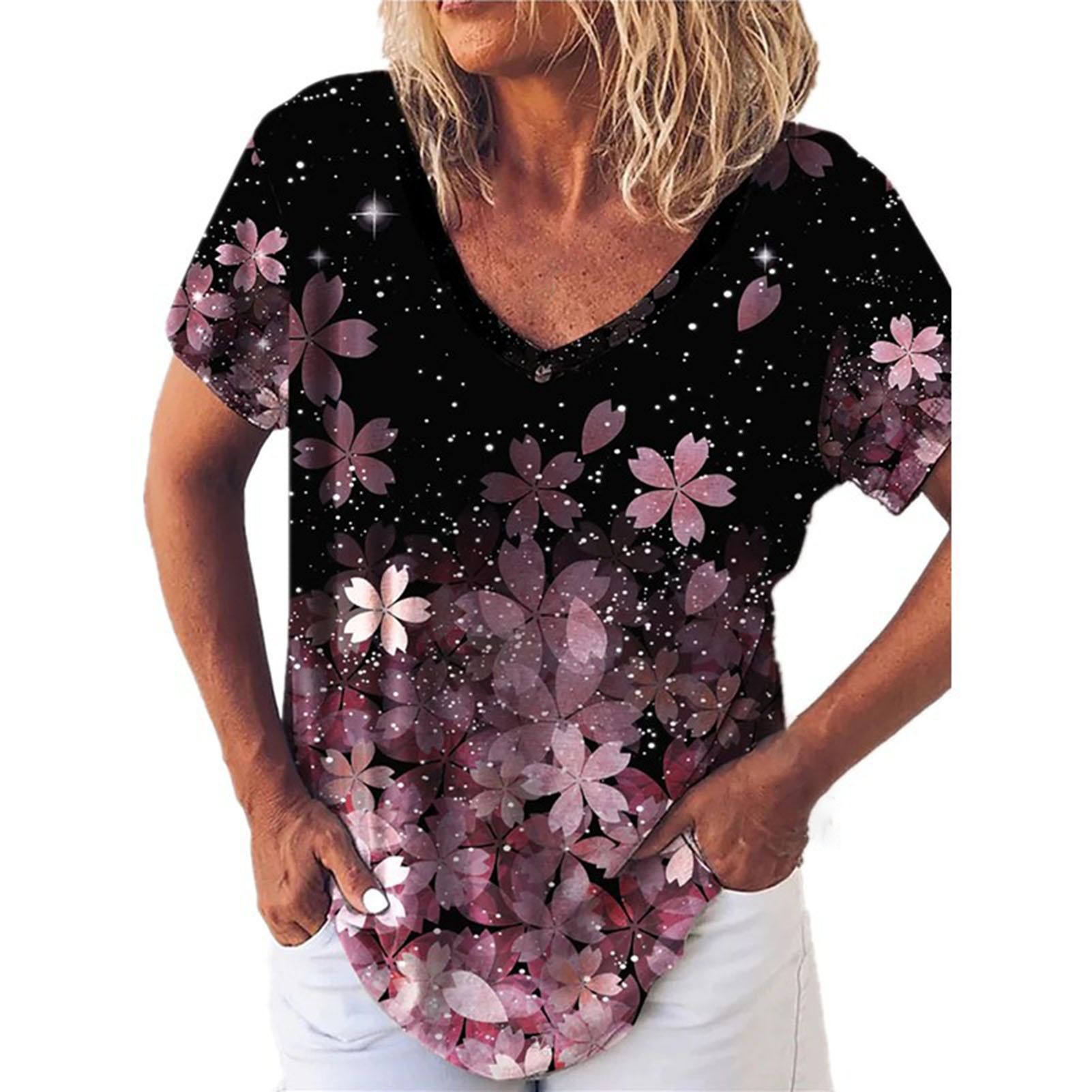 Summer T-shirts All-match Pattern Lady T-shirts