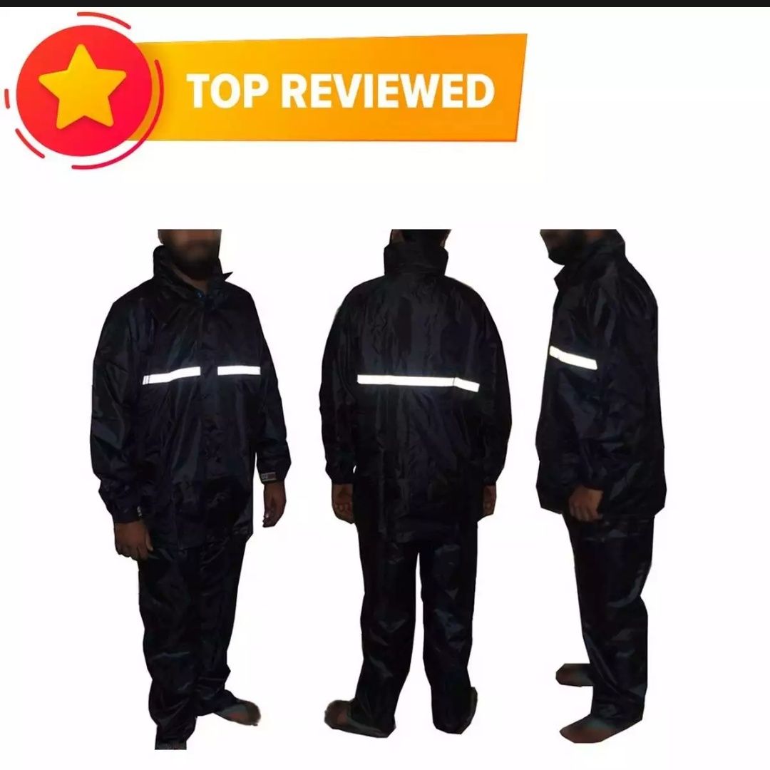 Waterproff heat sealing hoddie RAINCOAT with pant and double brested full sleeve raincaot for man.