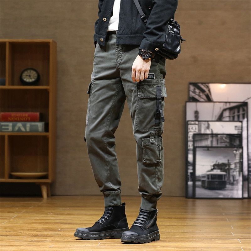 Men's Cargo Pants Streetwear Men Cotton Trousers Street Fashion Cool Harem Male Multicket Black Stretch Youth Vintage Pants