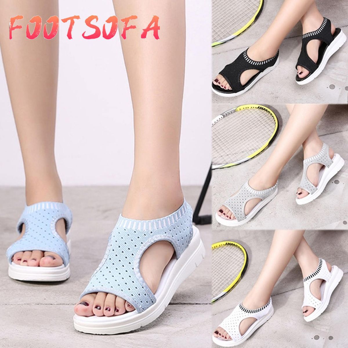 Plus Size Women's Sandals Breathable Walking Sneakers Sport Mesh Shoes