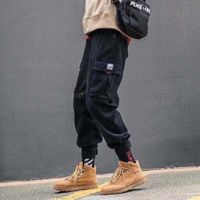 New Harajuku Cotton Multi-ckets Style Fashion Cargo Pants Men Autumn  Hop Streetwear Casual Elastic Trousers