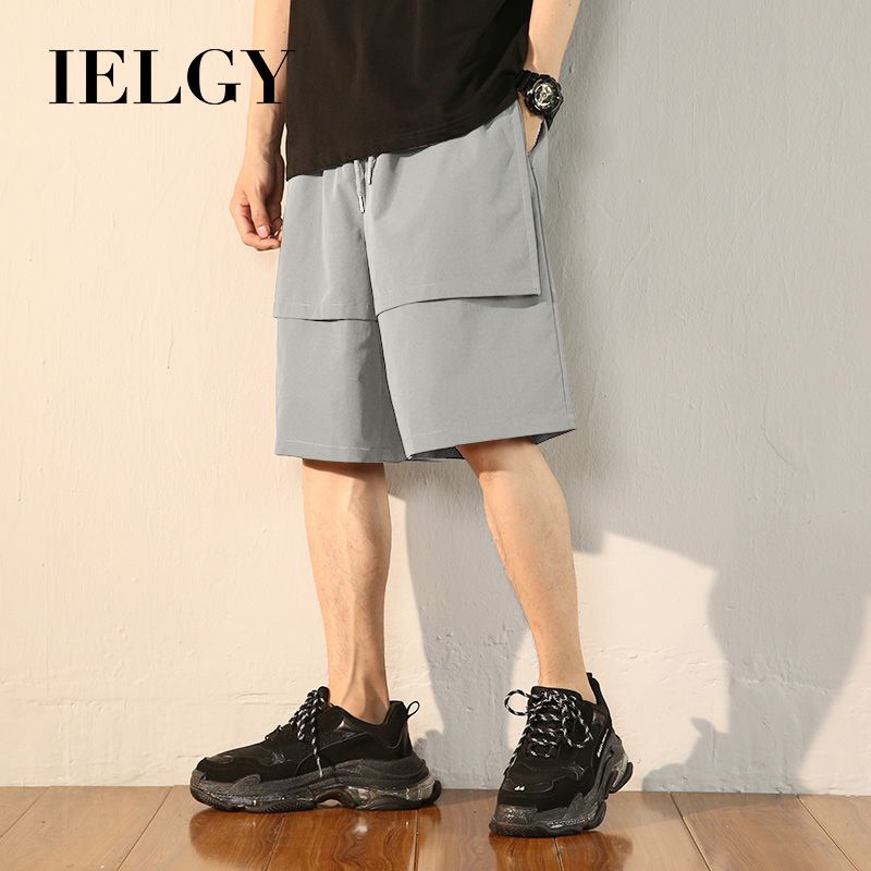 IELGY Casual shorts male hip-hop tide brand ins wear black five-point pants summer sports large size trend tooling pants