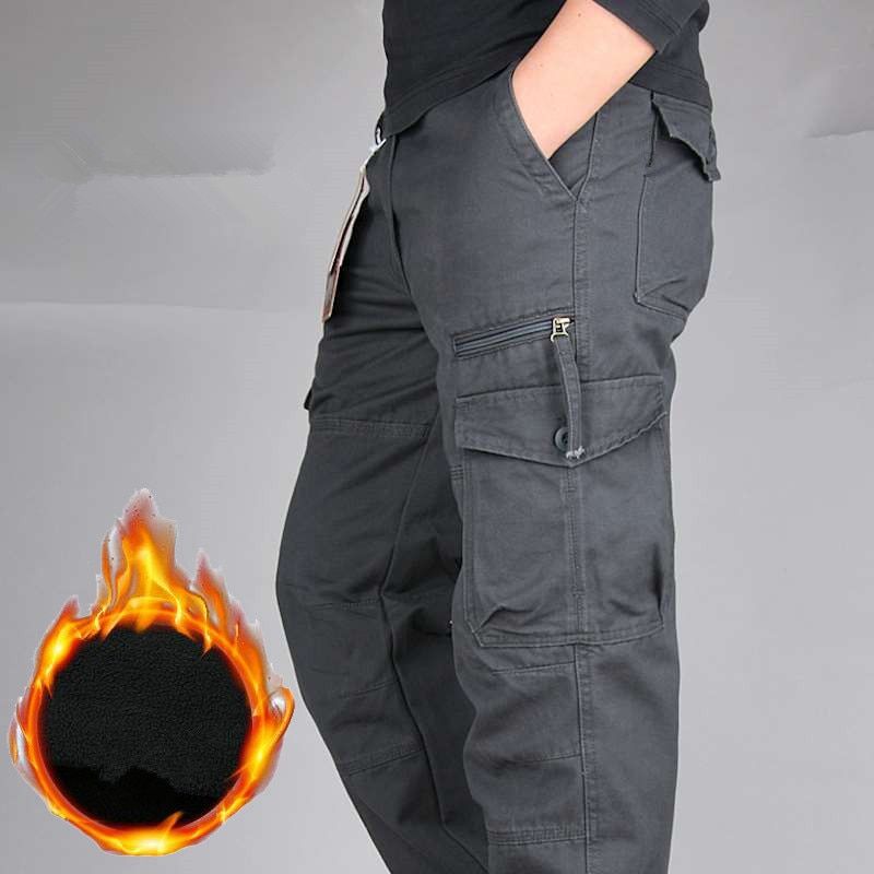Men's Winter Warm Thick Pants Double Layer Fleece    Tactical Cotton Long Trousers Men Baggy Cargo Pants