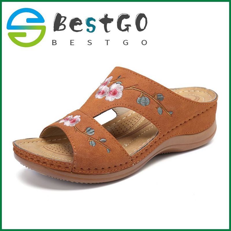 Women Fashion Flower Wedges Sandals Retro Outdoor Beach Ladies Sandal