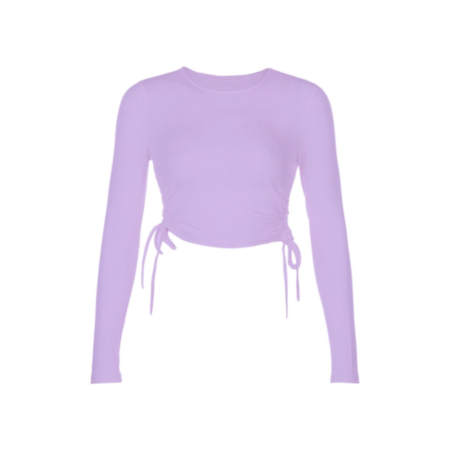 New Women's Rib Knit Crop Top,  Drawstring Ruched Slim Fit Short Blouse for Daily Wear