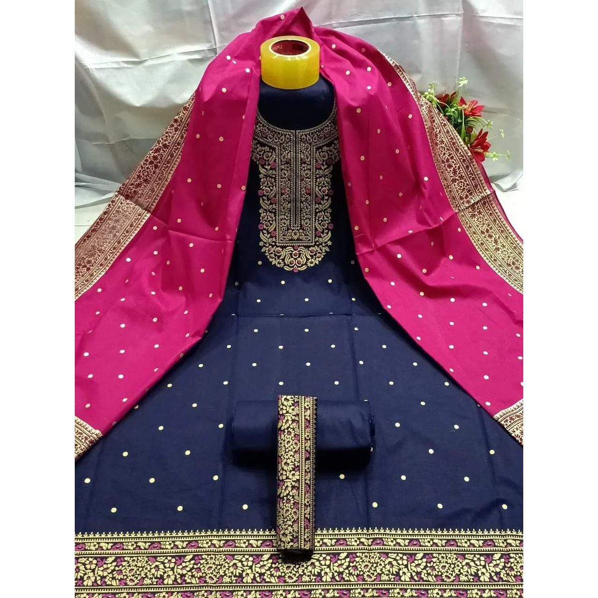 Unstitched Fashionable High Quality fabrics and Screen Printed Pure Cotton Three Piece-19