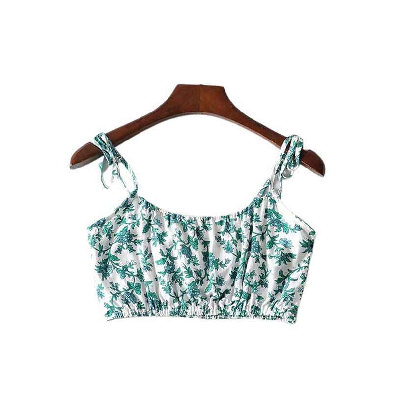 New Women Two Piece Summer Floral Skirt Sets, Cami Crop Top + A-line Skirt Fresh Sweet Clothes Suits