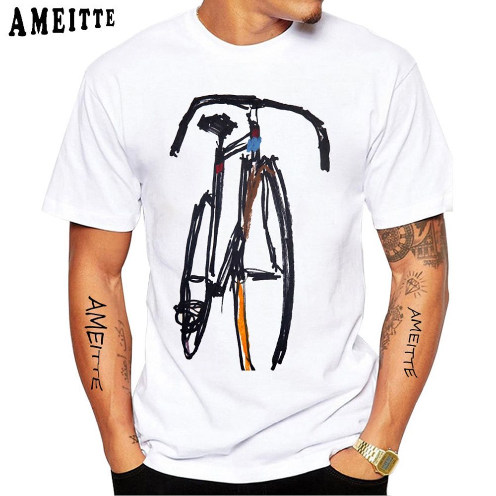 Funny Bicycles I Ride Therefore I AM LONG Print T-Shirt Summer Men Short Sleeve Bikes Print White Casual Tops Hop Boy Tees