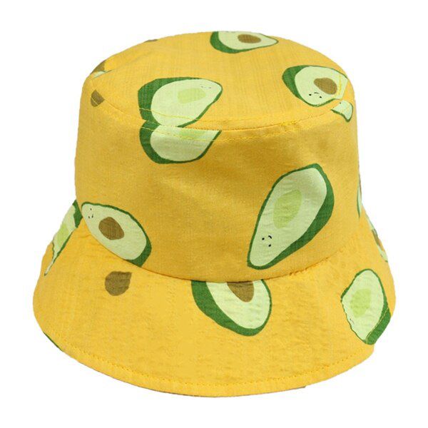 FOXMOTHER Fashion White Yellow Color Avocado Bucket Caps Hats Women