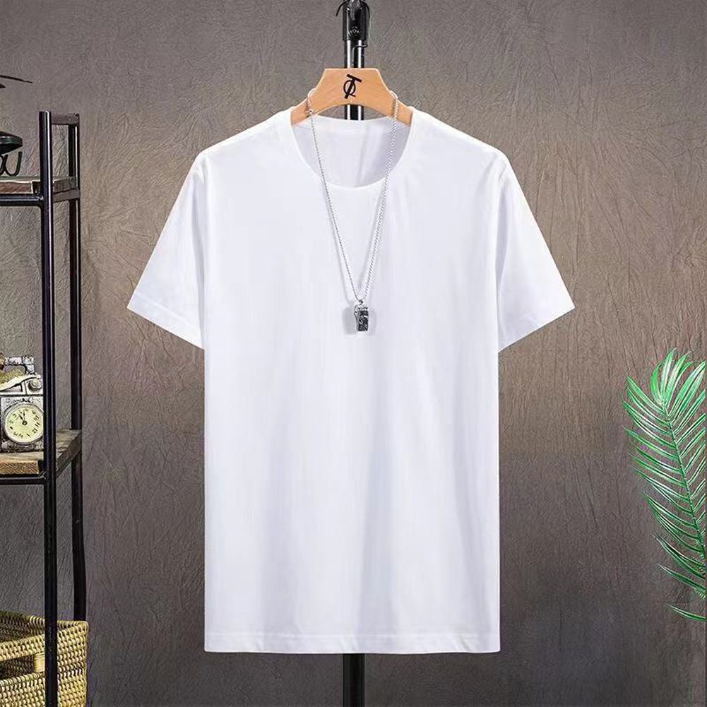 Yfashion Men  -shirt Summer Short-sleeved Crew-neck Casual Solid Color Couple Shirt color