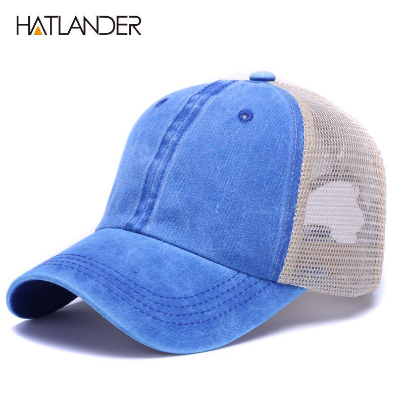 HATLANDER Casual baseball caps mesh truck cap outdoor sun hats mesh gorras chapeau adjustable cotton snapback cap