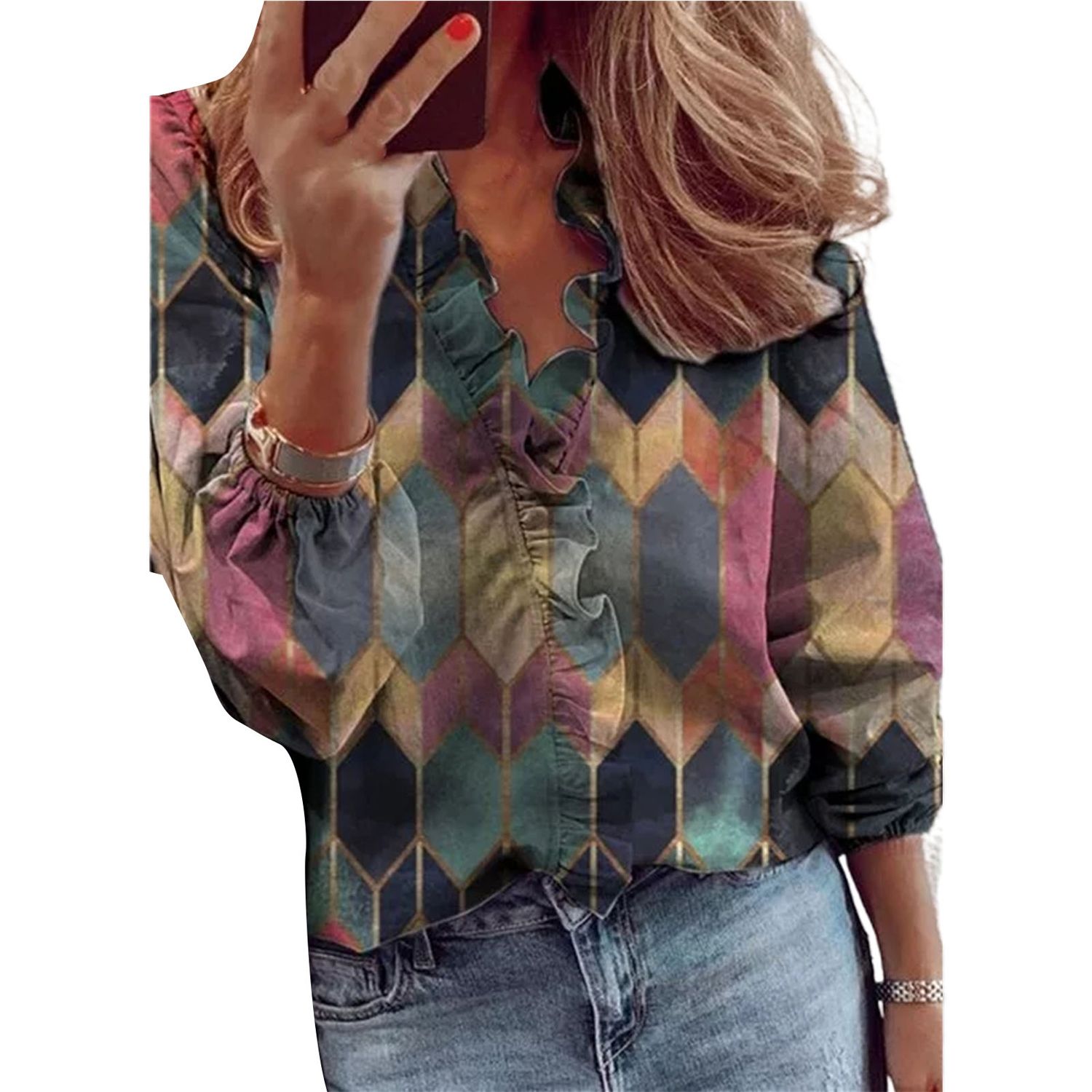Women Blouse Eye-Catching Autumn Elegant Ruffles Women Shirt