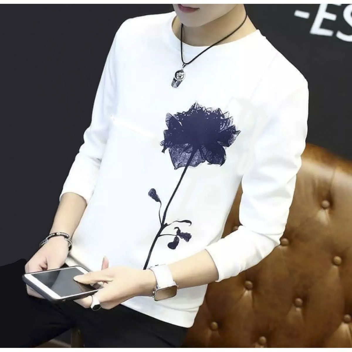 2022 Men Casual T Shirts Long Sleeve Print Tops O Neck Slim Tees Shirt Autumn Mens Clothing Tshirt S To M Undershirts - Genji - T Shirt For Man - T Sirt