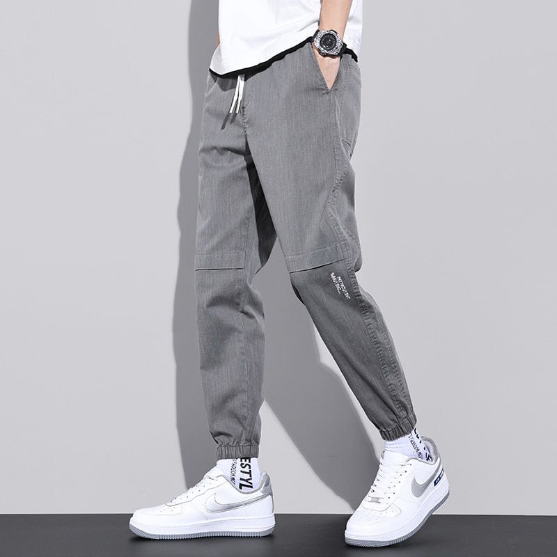 Spring Autumn Cargo Pants Men's Trendy Outdoor Ankle Banded Pant Loose Elastic Waist Overalls Harem Trousers Large size M-