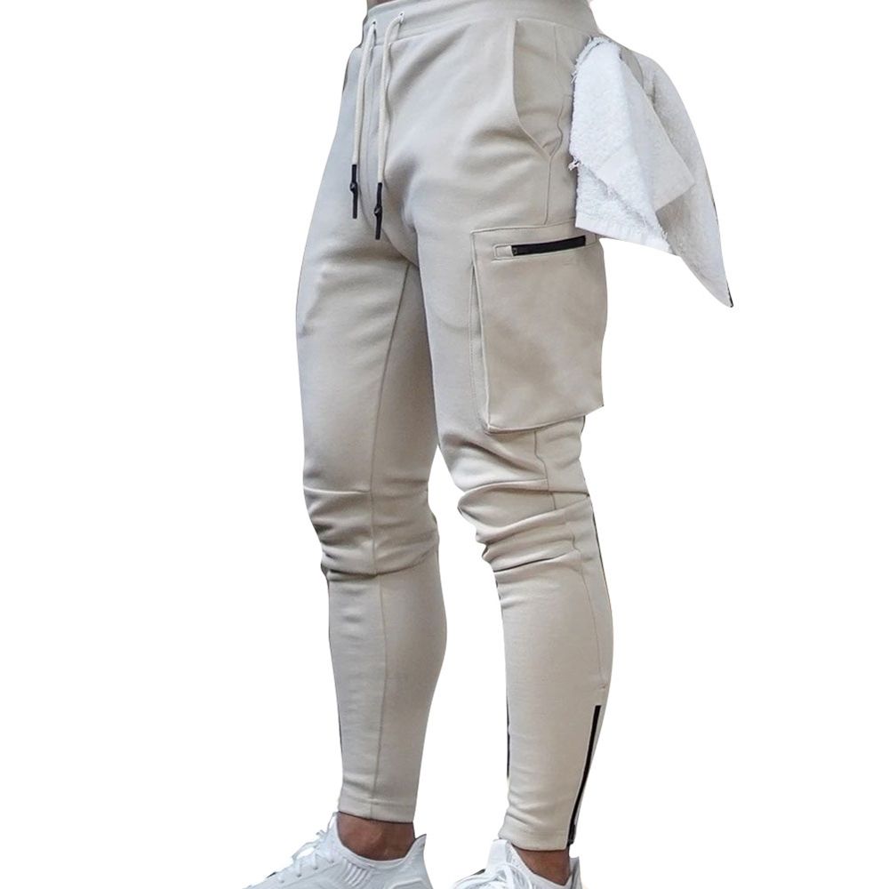 Men Camouflage Fitness Trousers, Breathable Casual Elastic Waist Zipper Jogger Sweatpants with Pocket