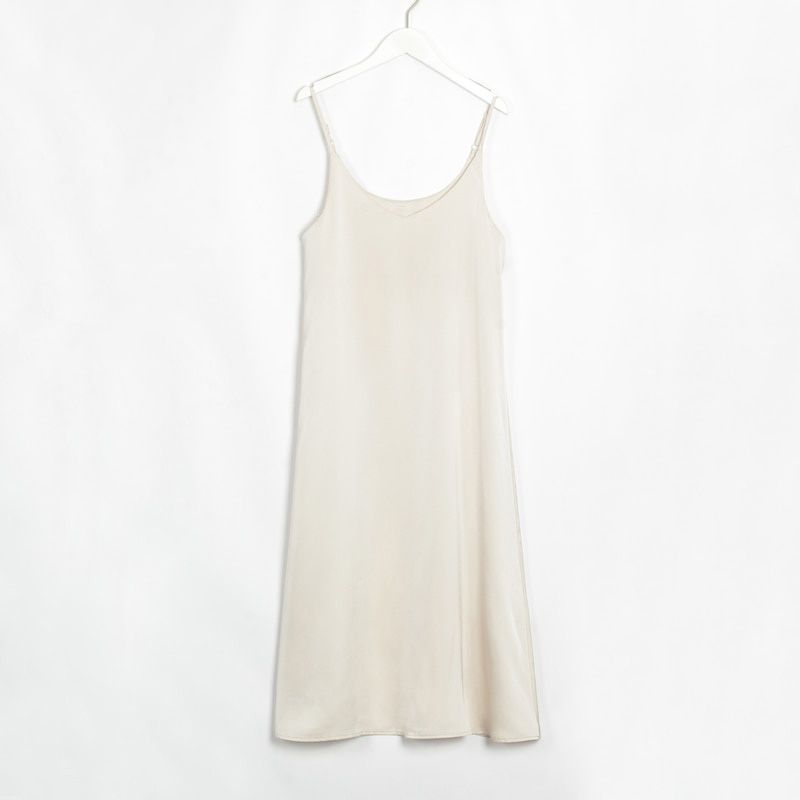 Strap Backless Satin Dress Loose Dresses Spring Summer New Sleeveless Basic Solid Womens Clothing