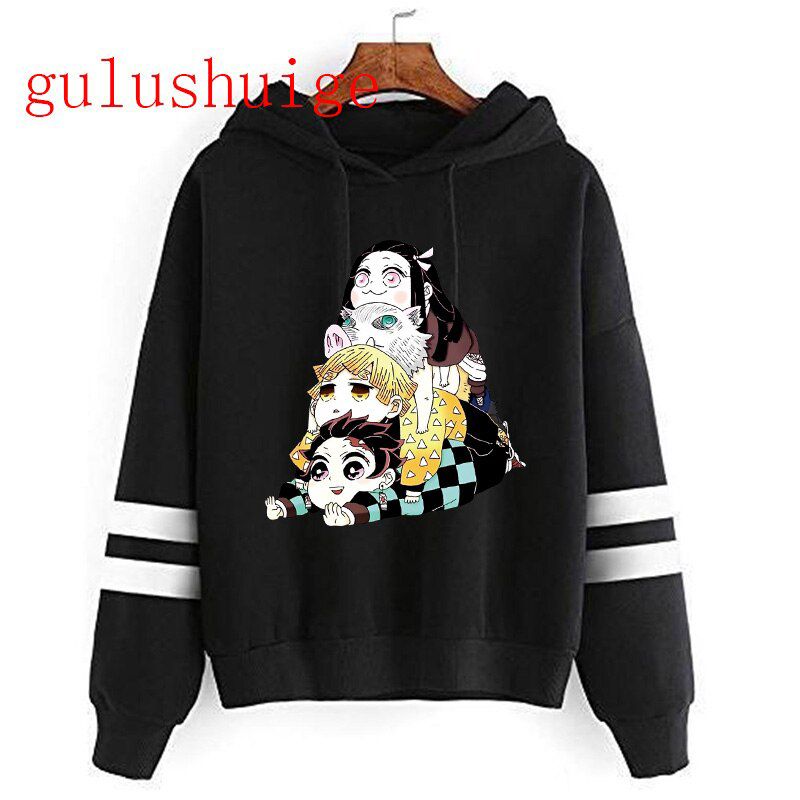 Japanese Anime Demon Slayer Hoodie Pullover Sweatshirt Kawaii Tanjiro Kamado Graphic Hoodies Kimetsu No Yaiba Hoody Male Female