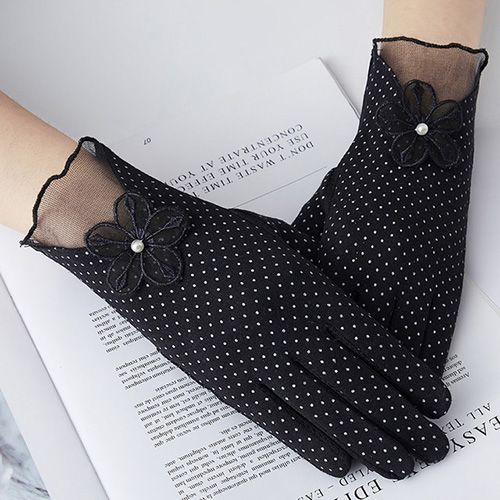 1pairs/2pcs 2021 New Summer Sun Protection Gloves Cotton Gloves for Women Dot Women's Thin Female Lace Drive Gloves Touch Screen