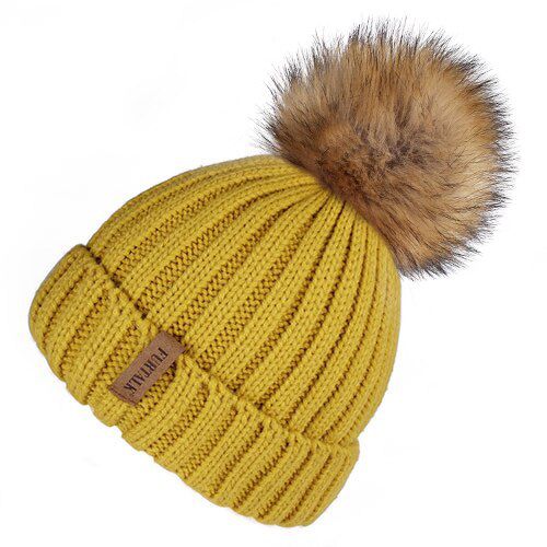 FURTALK Kids Winter Hat Faux Fur Pom Pom Hat Baby Boys Knitted Beanie Ages 1-10 Year Child Winter Cap