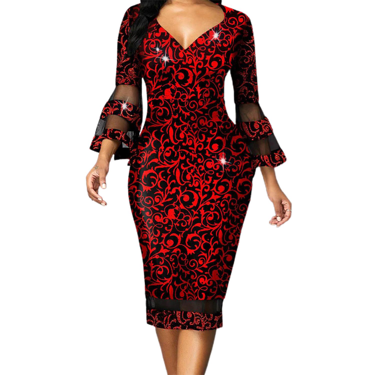 Bodycon Dress Close Fitted Unique Pattern Bodycon Evening Dress