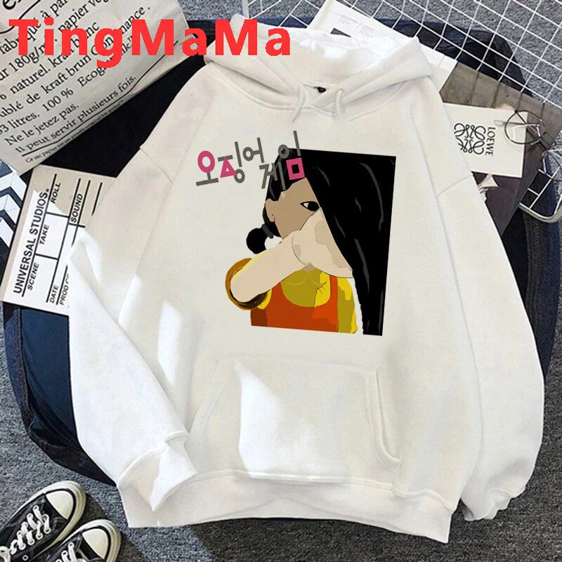 Korean Squid Game Hoodies Men Kawaii Cartoon Harajuku Unisex Winter Warm 456 Graphic Streetwear Funny Anime Sweatshirts Male