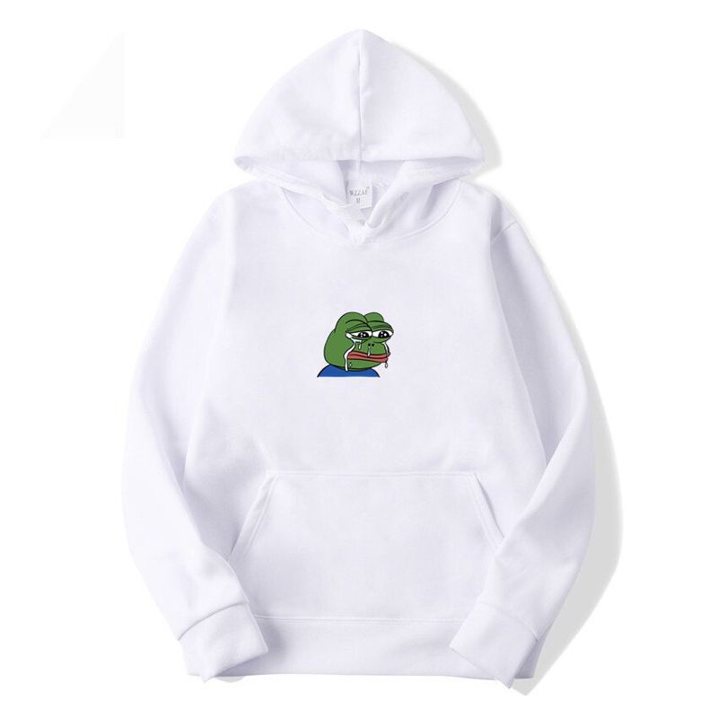 Fashion men's hoodie graffiti print sad frog hoodie sweatshirt men's  hop fleece yellow pink men and women hooded suit