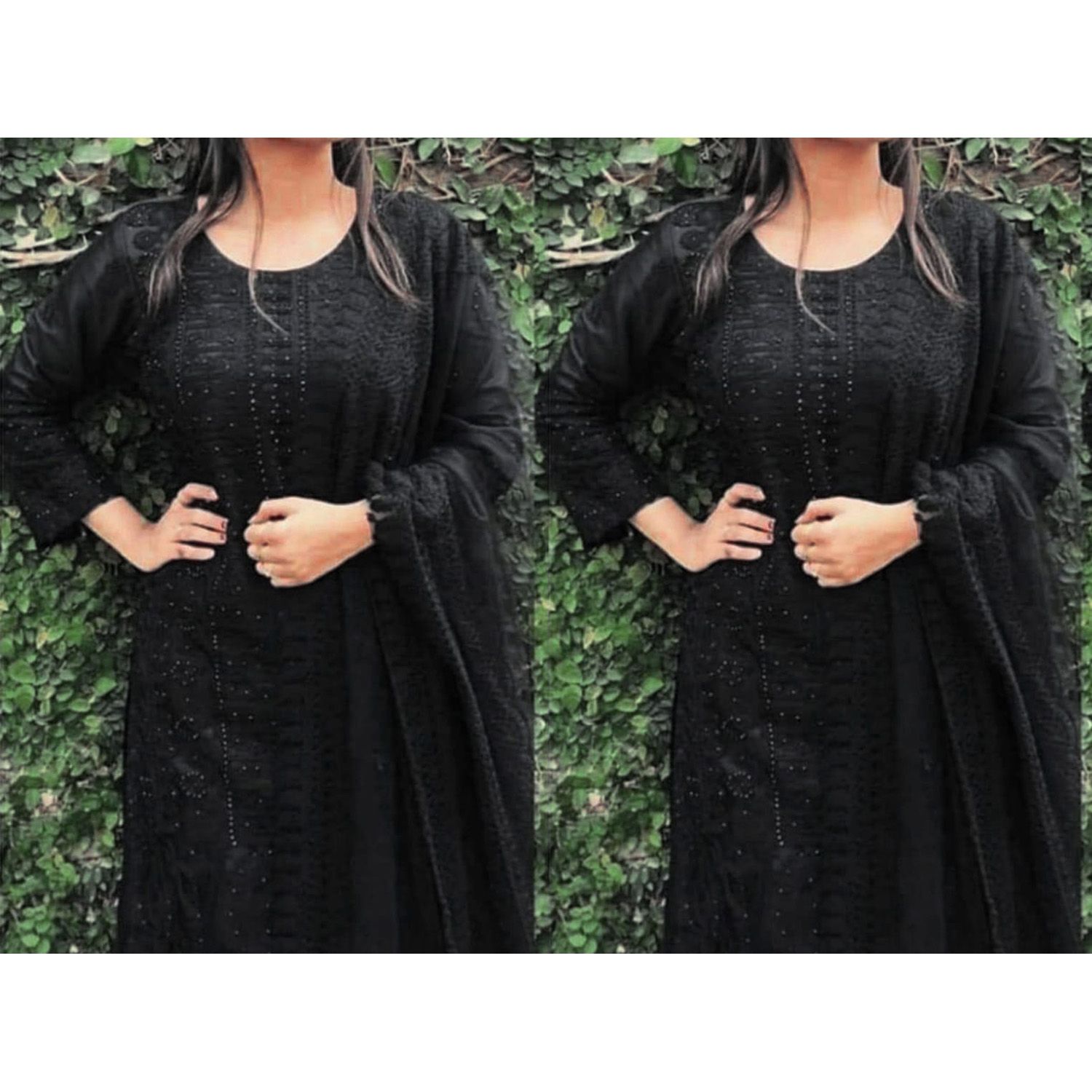 Indian Stylish Unstitched Georgette/Jorjet Shalwar Kameez Four Piece (4 Piece)