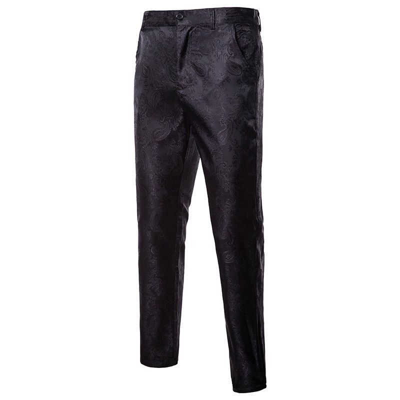 Men Fashion Pants Slim Casual Trousers Black  Red Purple Groom Suit Pants Stage Dress Costume  Host Night Club