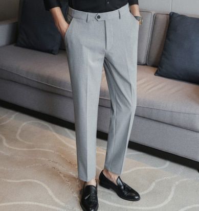 Men Khaki Suit Pants, Formal Pants, New Slim-fit Small Feet Straight Pants Business Fashion Men's Clothing Dress Pants