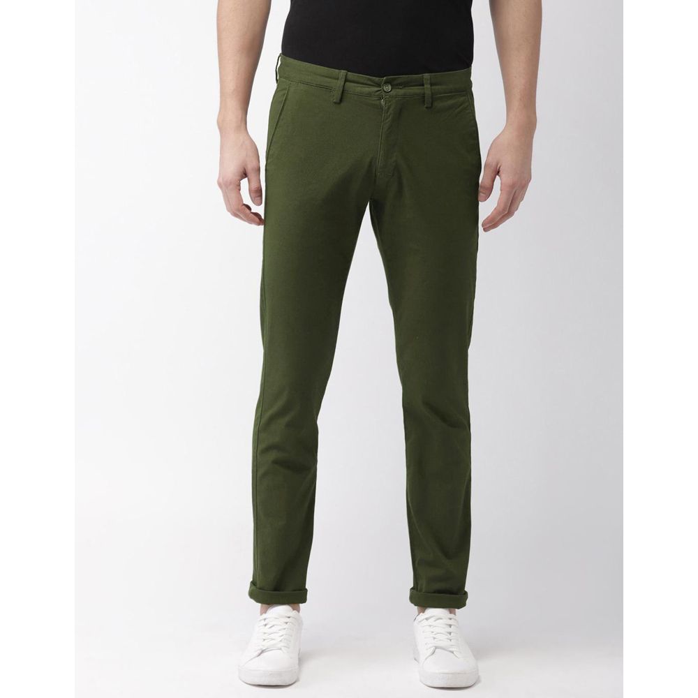 olive Gabardine Pant For Men
