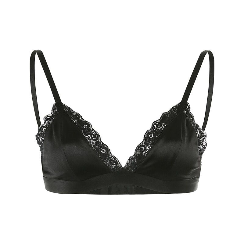 Weekeep  Lace Patchwork Backless Lingerie Bra Women Black PU Up Bralette