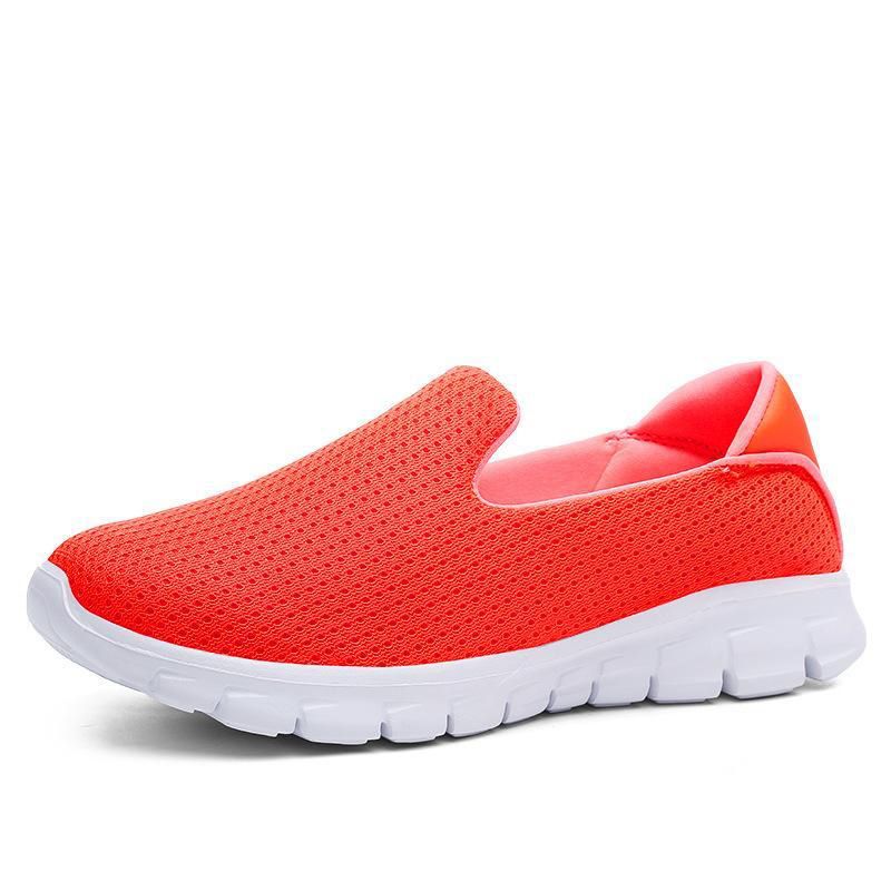 Women Shoes Korean Fashion  Causal Flat Shoes Lady Outdoor Walking Mesh Shoes Breathable Slip Sport Shoes Plus Size Loafer Shoes