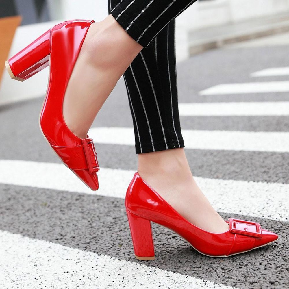 Korean Style Women Sandals Lady Shoes Women's Square High Heel Pointed Solid Thick Work Shoes Sandals Casual Shoes Fashion Shoes Work female shoes women shoes