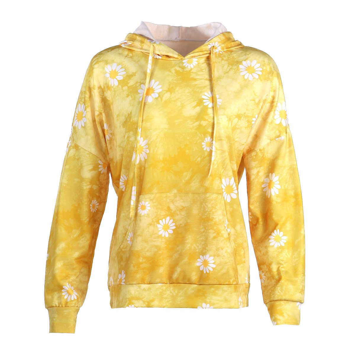 2021 Breathable Girls Long Sleeve Hoodie, Spring Autumn Ladies Creative Daisy Printing Loose Hooded Top C