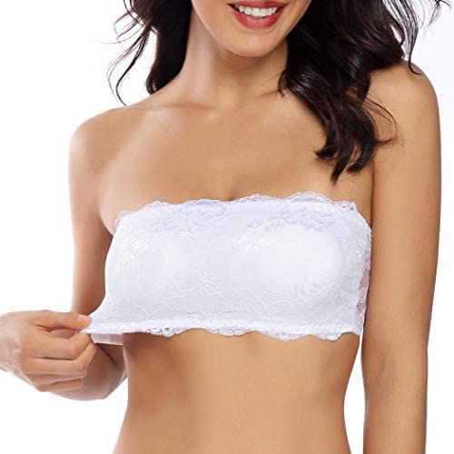 Strapless Floral Lace Seamless Padded Bra - Bra - Bra