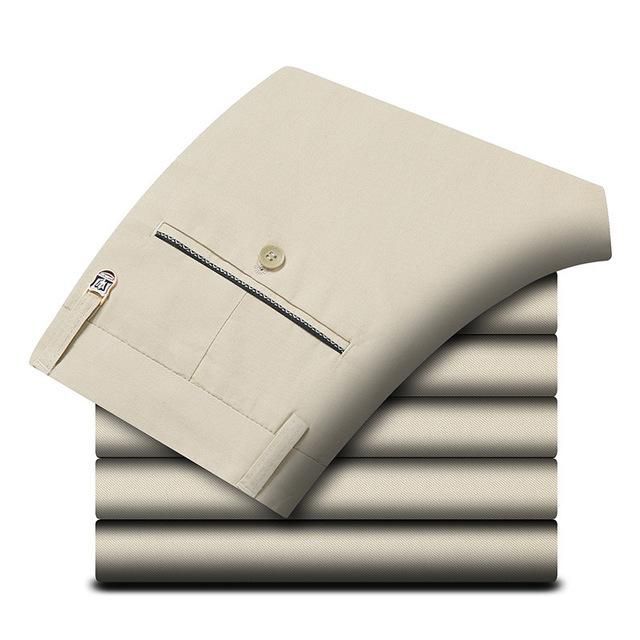 2021Spring Autumn Casualwear Lightweight Pants High Waist Straight High Quality 100% Cotton Khaki Men Bussiness Trousers For Men